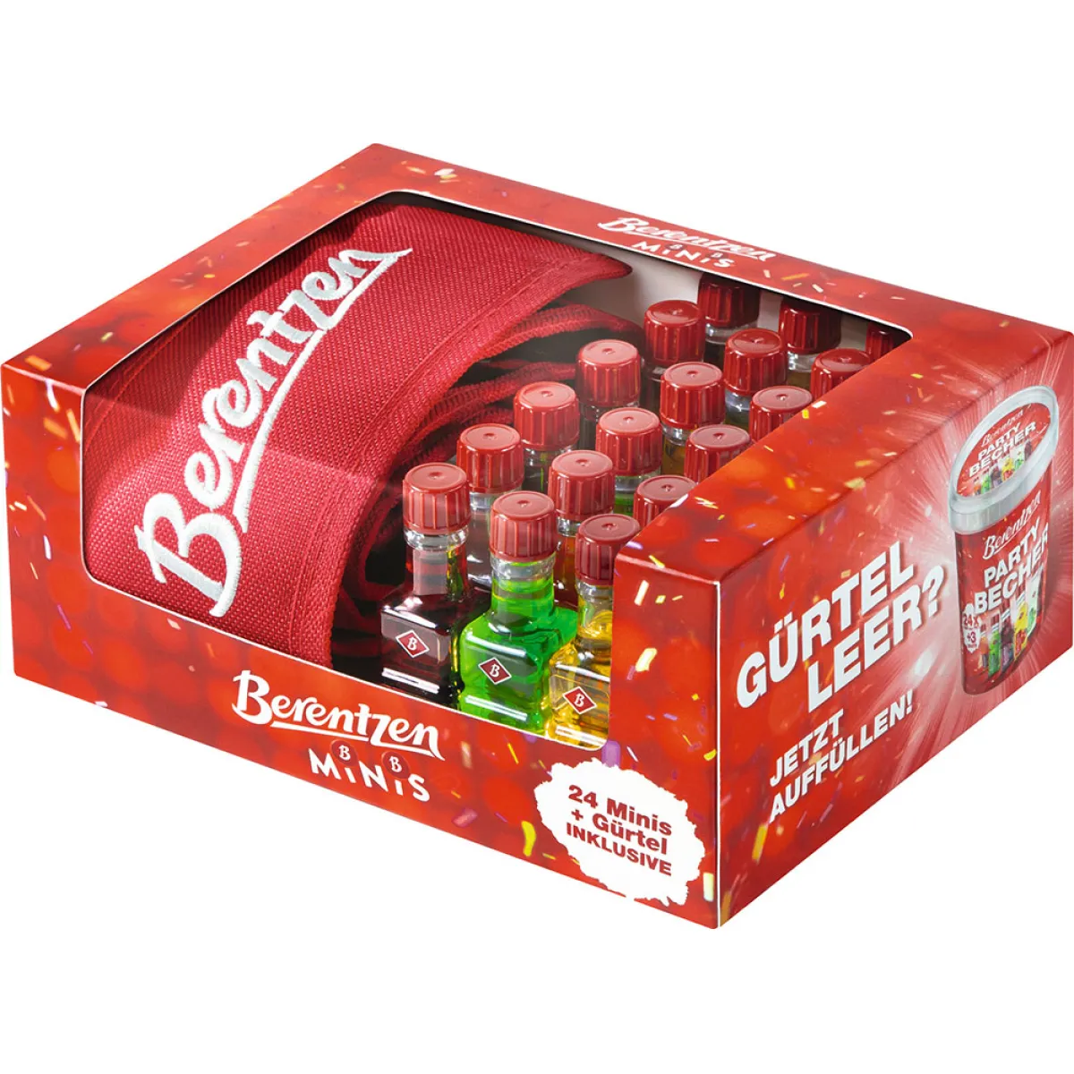Fruchtlikör ✓ Berentzen Minis + Gürtel 15-18 % vol. 24x20 ml ✓ Deutschland