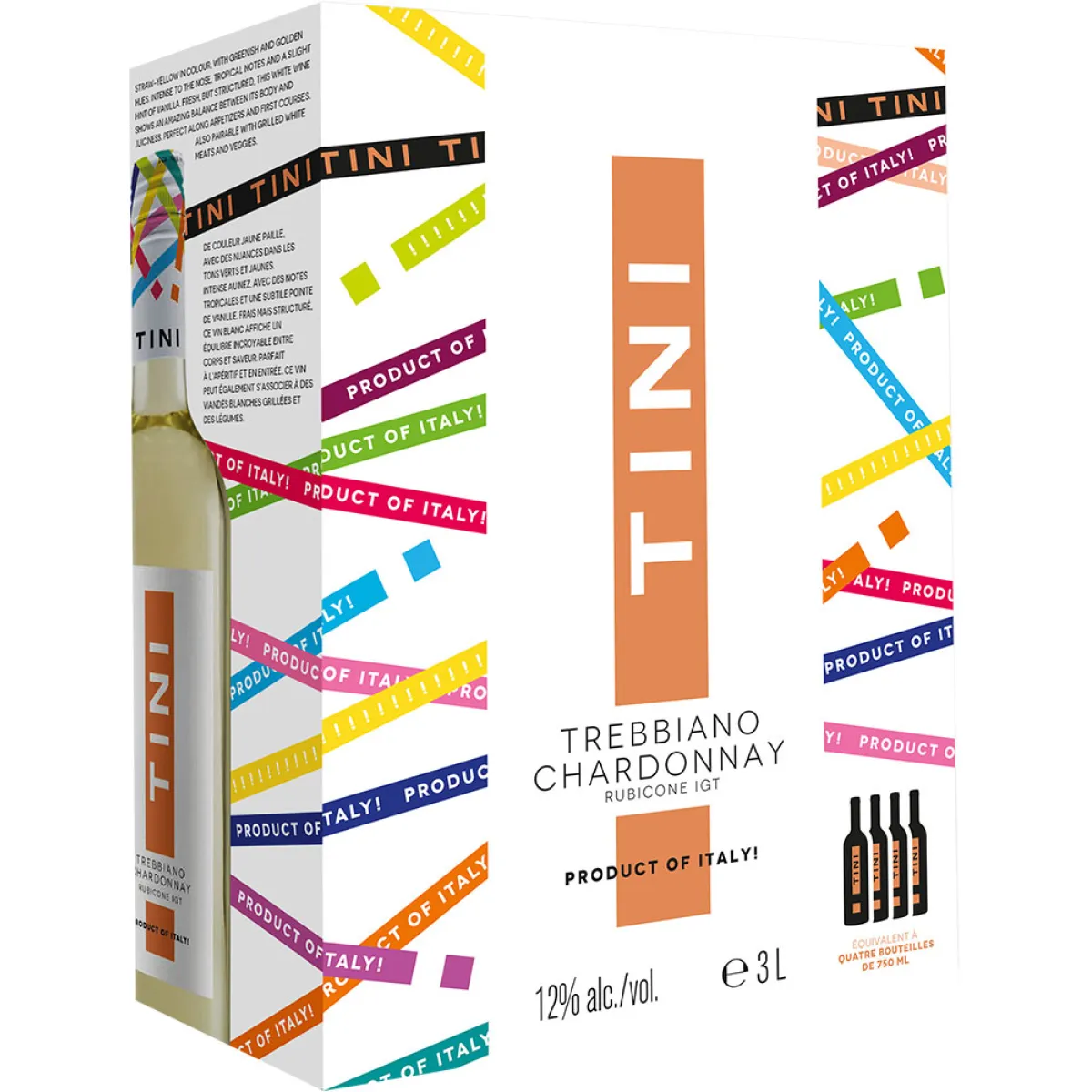 Tini Trebbiano Chardonnay Vegan Weißwein trocken Bag in Box 3 l
