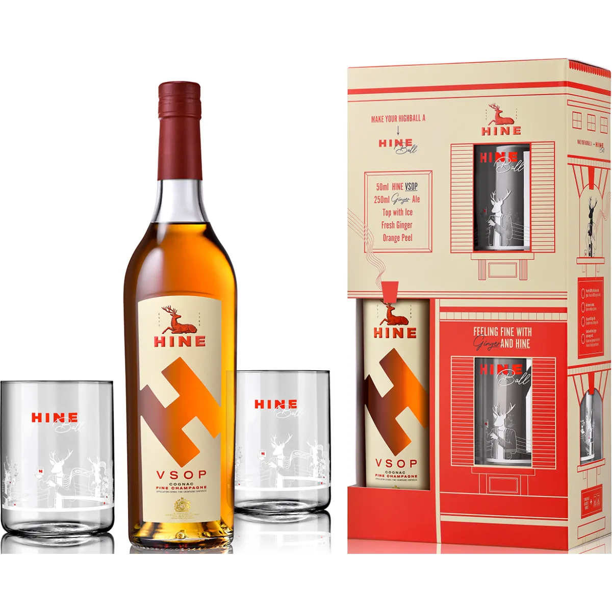 H by Hine VSOP Cognac + 2 Gläser 40% vol. 0,7 l