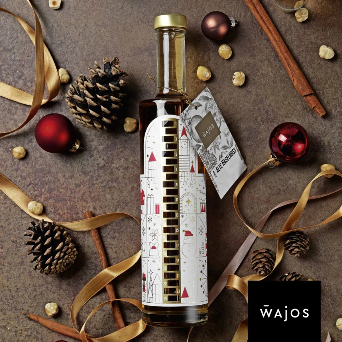 Likör ✓ Wajos Adventskalenderflasche Alte Haselnuss 40% vol. 0,5 l ✓ Deutschland