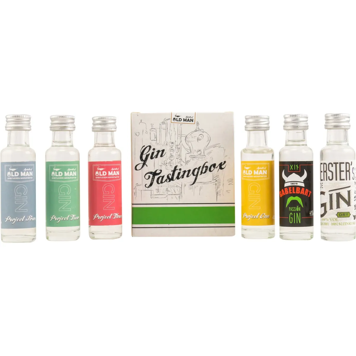 Spirits of Old Man GIN Tasting-Set 6 Flaschen 41% vol. 6 x 0,02 l