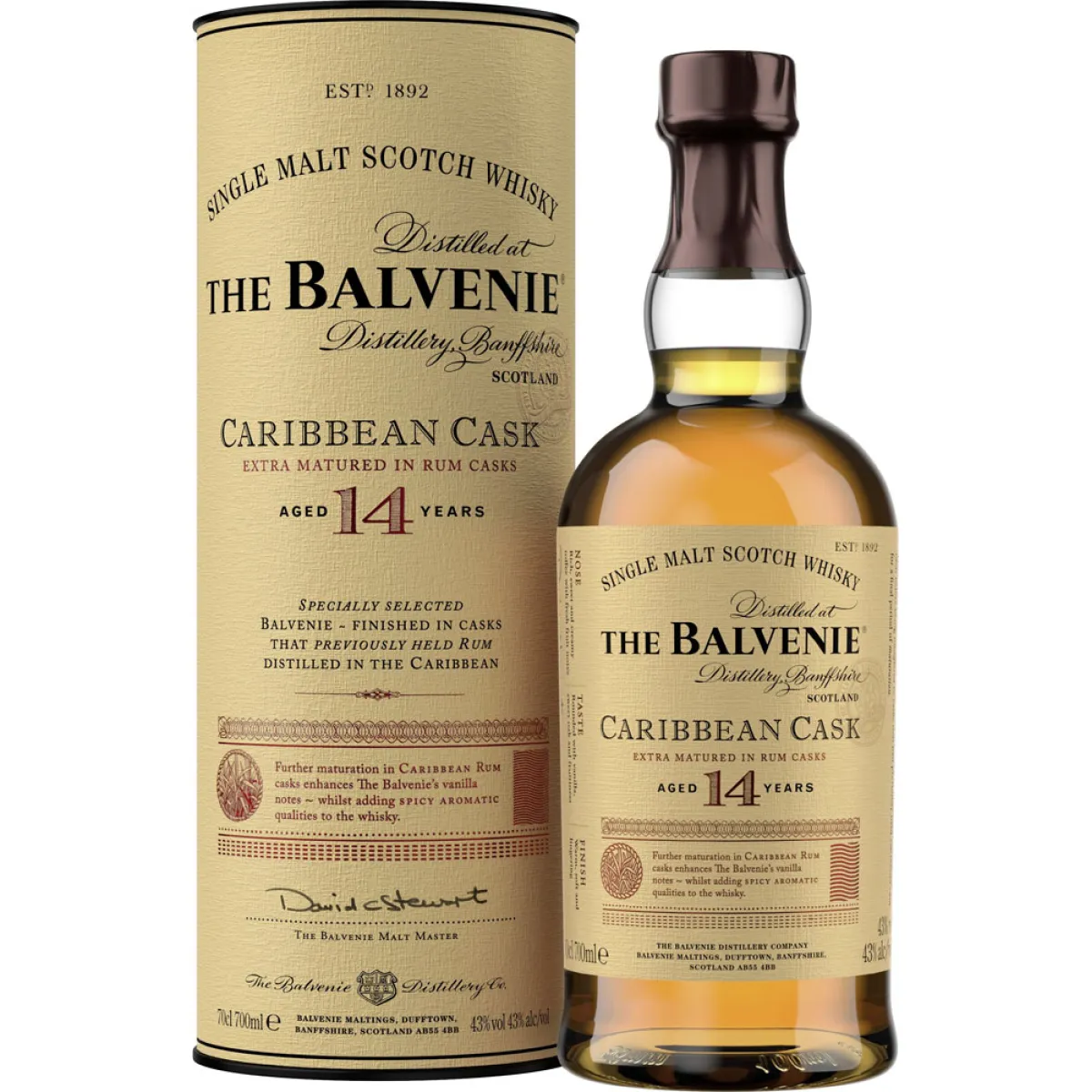 The Balvenie Caribbean Cask Single Malt Scotch Whisky 14 Years 43% vol. 0,7 l