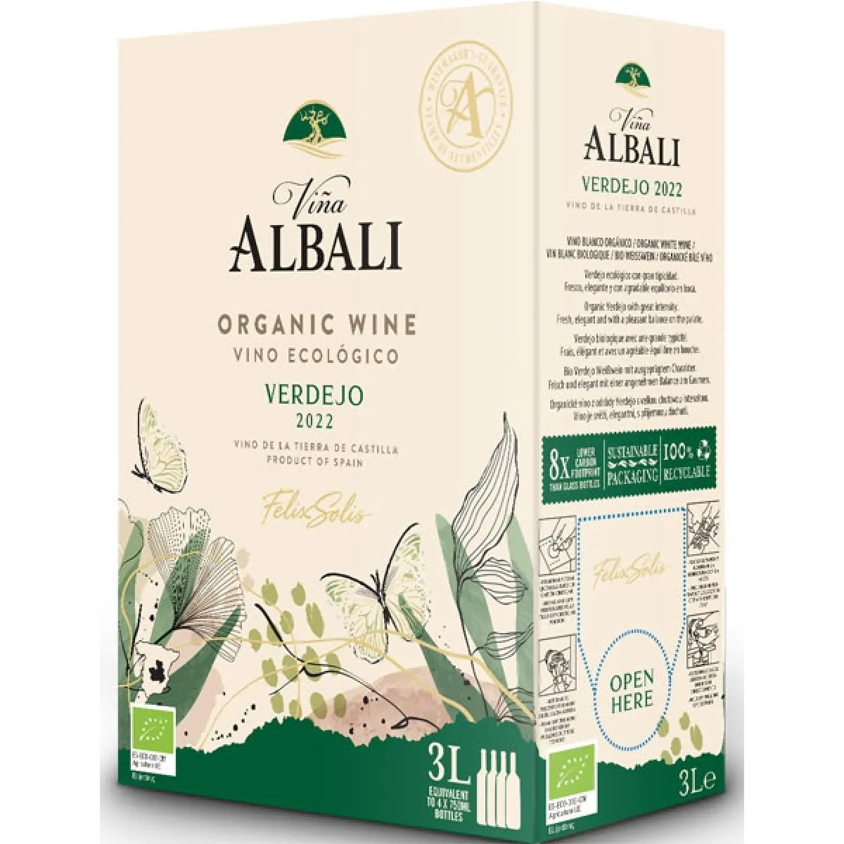 Felix Solis Vina Albali Verdejo Bio/Vegan Weißwein trocken Bag in Box 3 l | 2022