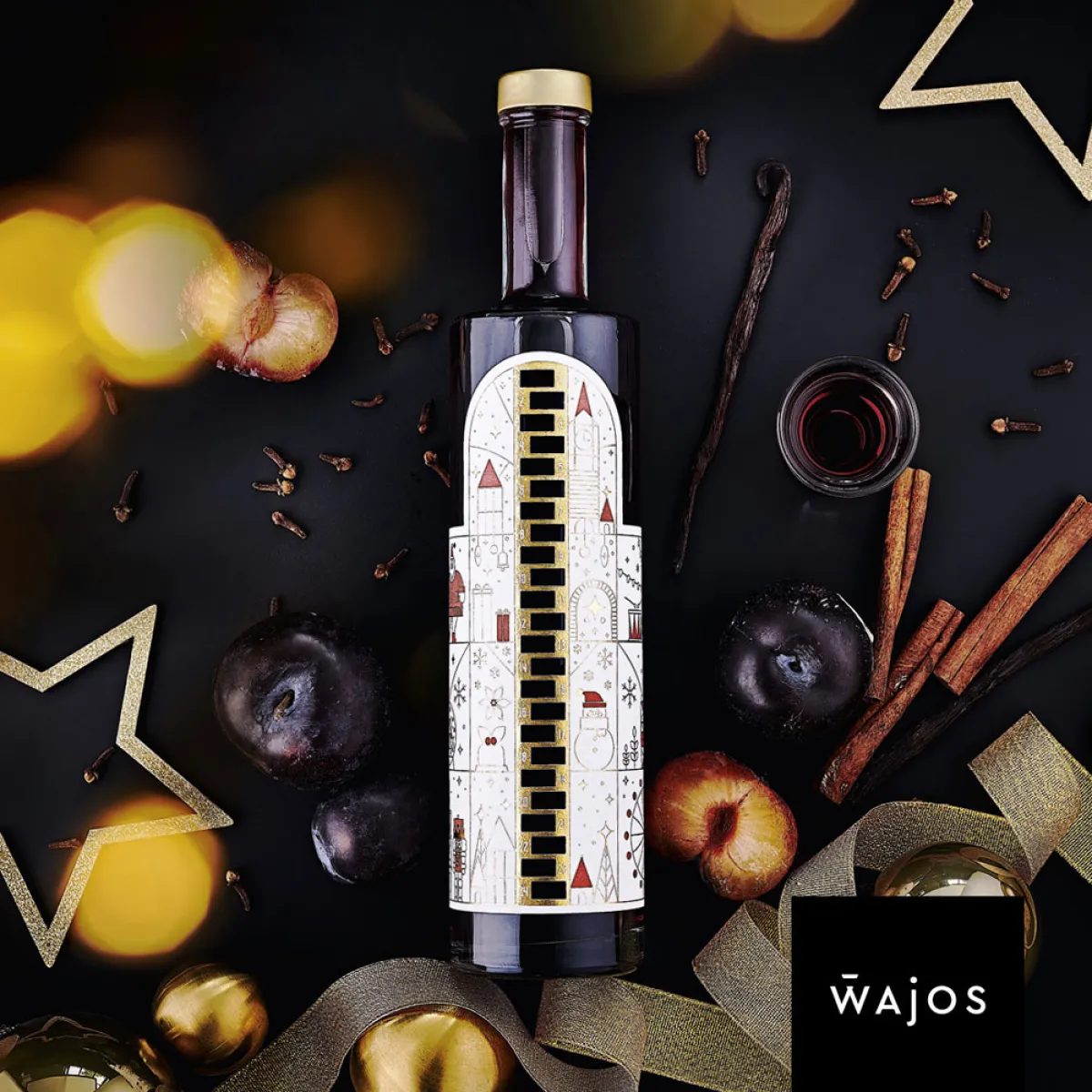 Wajos Adventskalenderflasche Gewürzpflaumenlikör 18% vol. 0,5 l