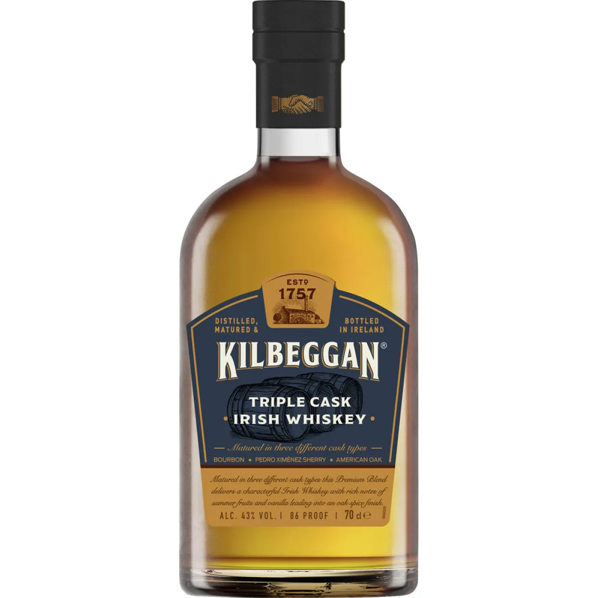 Kilbeggan Triple Cask Irish Whiskey 43% vol. 0,7 l