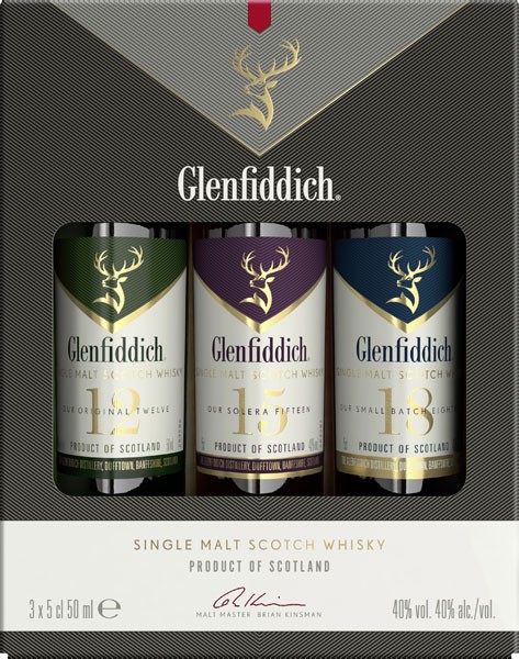 Glenfiddich Single Malt Scotch Tasting-Set 3 Flaschen 40% vol. 3 x 0,05 l