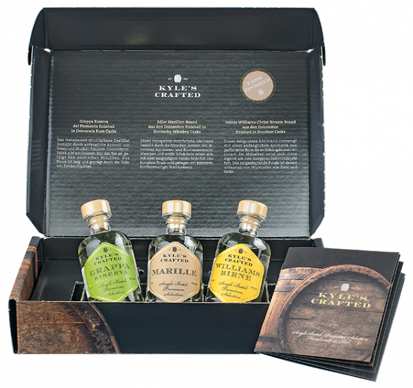 Kyle&#039;s Crafted Tasting Box Grappa/Birne/Marille 3 x 42% vol. 0,04 l